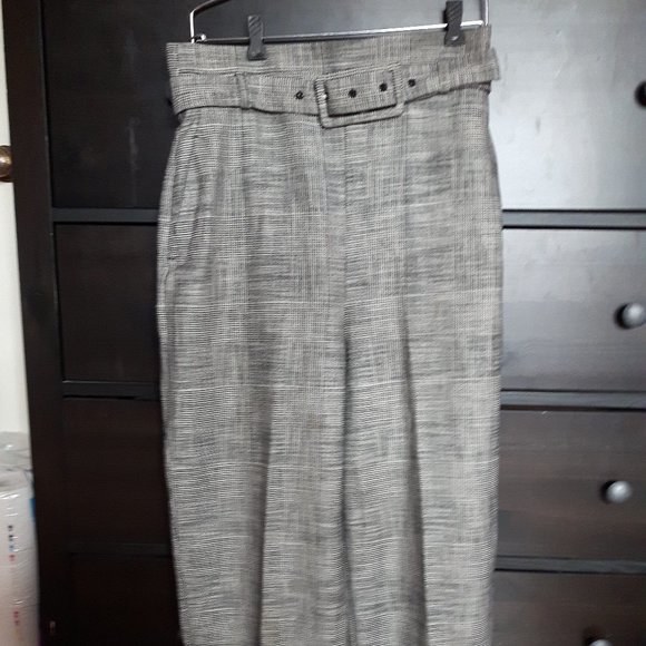 Zara grey plaid dress pants with belt - Picture 1 of 2